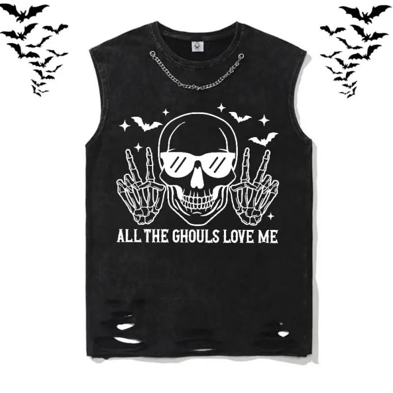 Gothic Skull Vintage Washed Cotton Vest Top sold by GTHIC