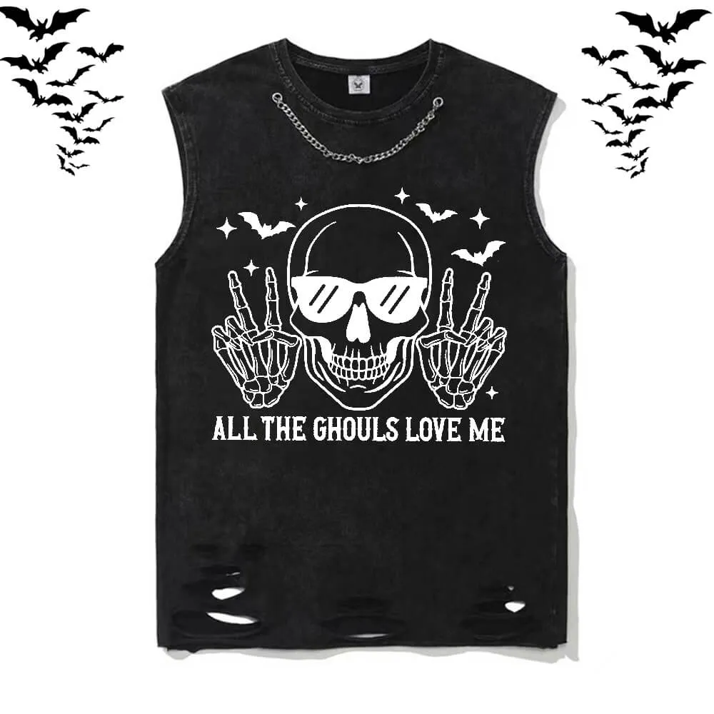 Gothic Skull Vintage Washed Cotton Vest Top sold by GTHIC