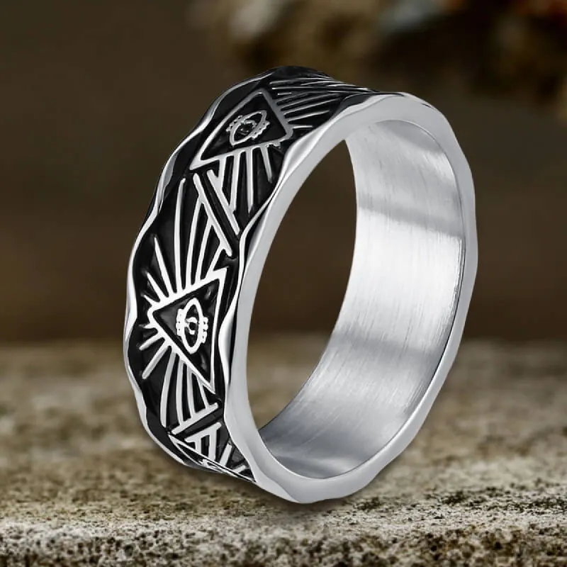 All-Seeing Eye Stainless Steel Band Ring sold by GTHIC