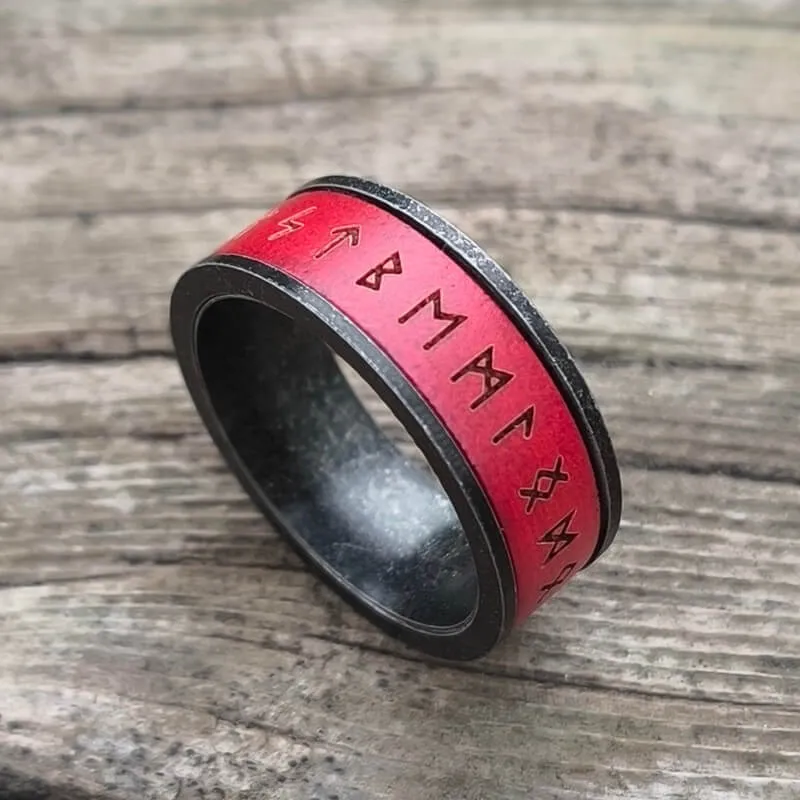 Red Wood Runes Stainless Steel Viking Ring sold by GTHIC product image thumbnail 4
