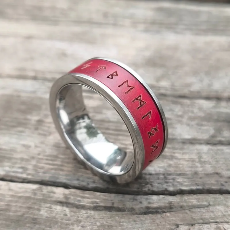Red Wood Runes Stainless Steel Viking Ring sold by GTHIC product image thumbnail 3
