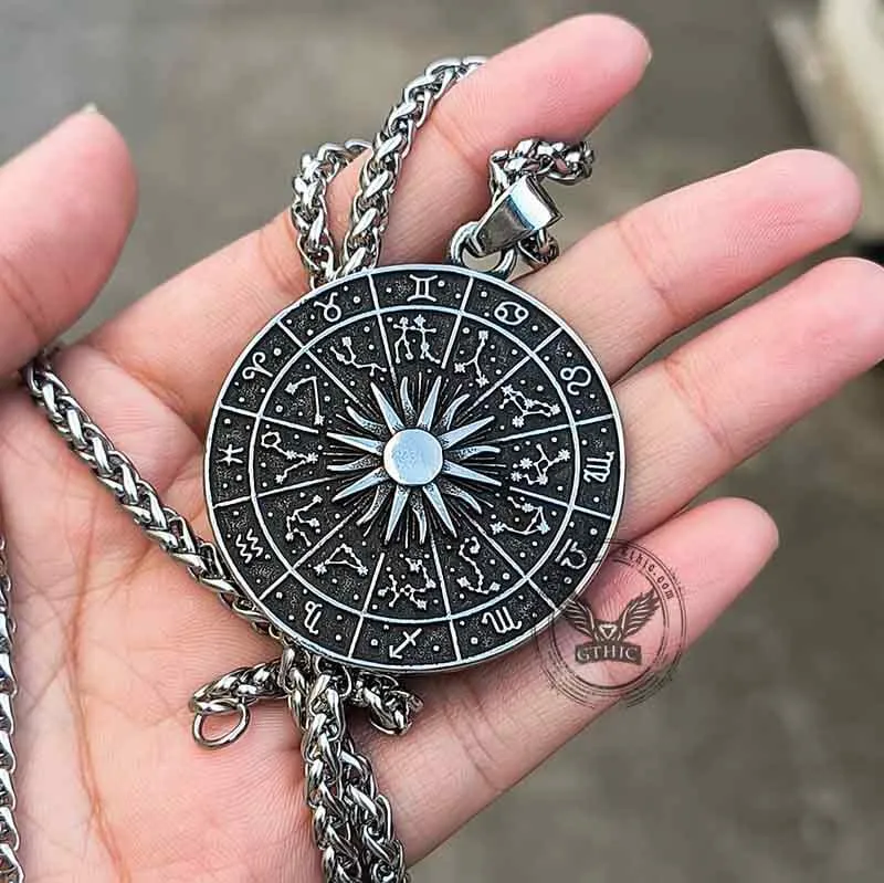 Sun Sigil 12 Zodiac Stainless Steel Pendant sold by GTHIC product image thumbnail 3