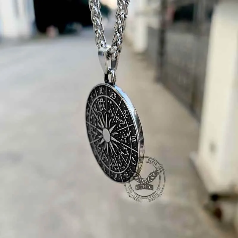 Sun Sigil 12 Zodiac Stainless Steel Pendant sold by GTHIC product image thumbnail 4