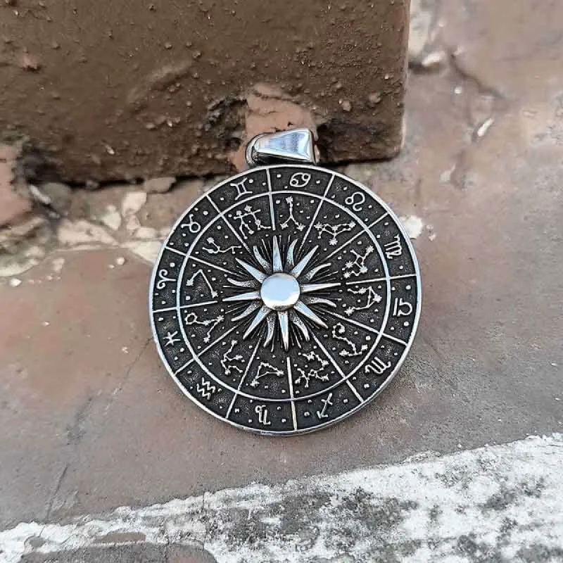 Sun Sigil 12 Zodiac Stainless Steel Pendant sold by GTHIC