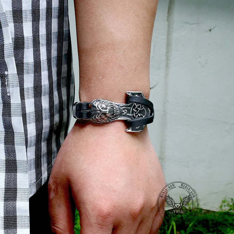 Lion Head Anchor Stainless Steel Leather Bracelet sold by GTHIC product image thumbnail 3