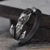 Lion Head Anchor Stainless Steel Leather Bracelet sold by GTHIC