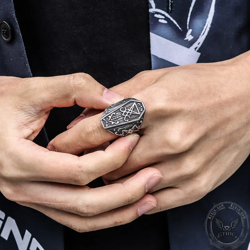 Lucifer Symbol Baphomet Stainless Steel Satan Ring sold by GTHIC product image thumbnail 2