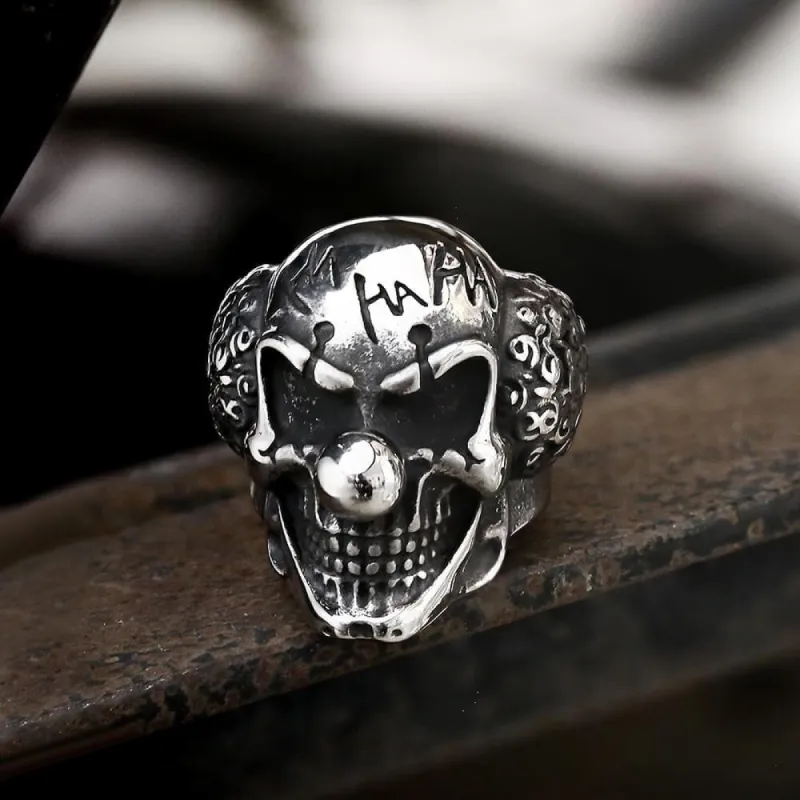 Vintage Joker Clown Stainless Steel Skull Ring sold by GTHIC