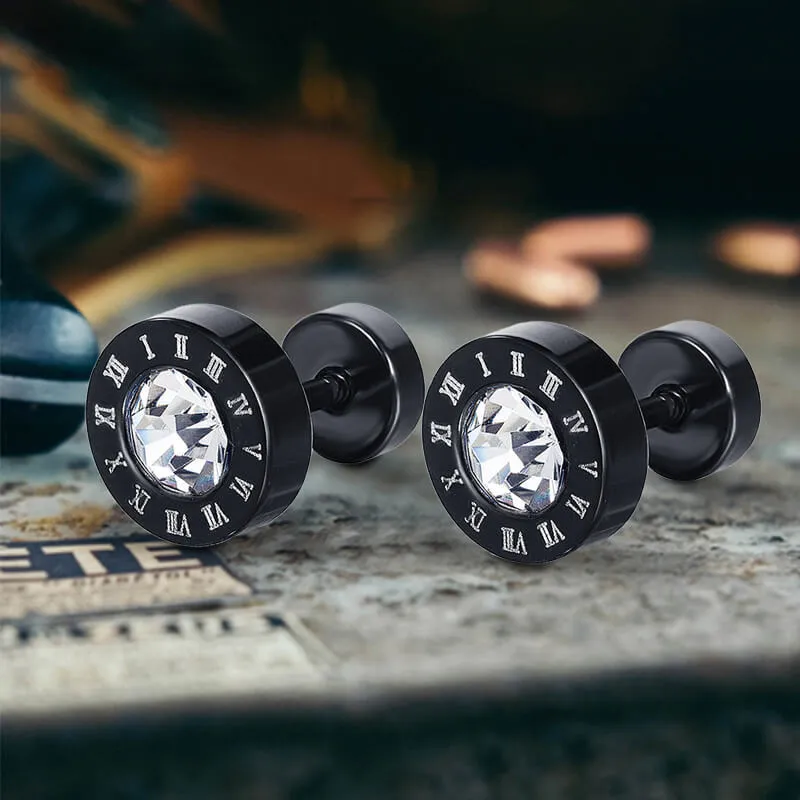 Roman Numeral Stainless Steel Punk Stud Earrings sold by GTHIC