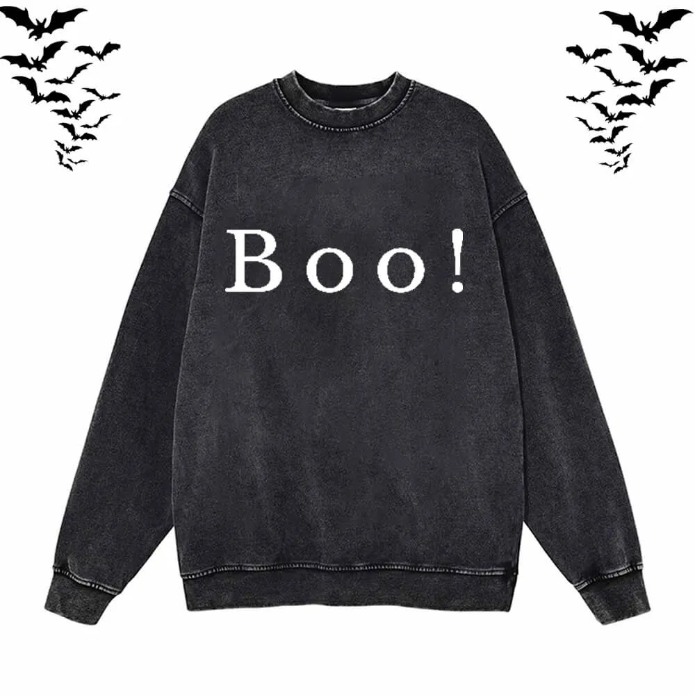 Halloween Boo Vintage Washed Hoodie Sweatshirt sold by GTHIC product image thumbnail 2