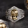Soul Awakening Skull Sterling Silver Inlaid Brass Open Ring sold by GTHIC