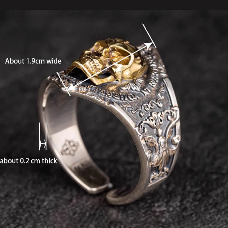 Soul Awakening Skull Sterling Silver Inlaid Brass Open Ring sold by GTHIC product image thumbnail 5