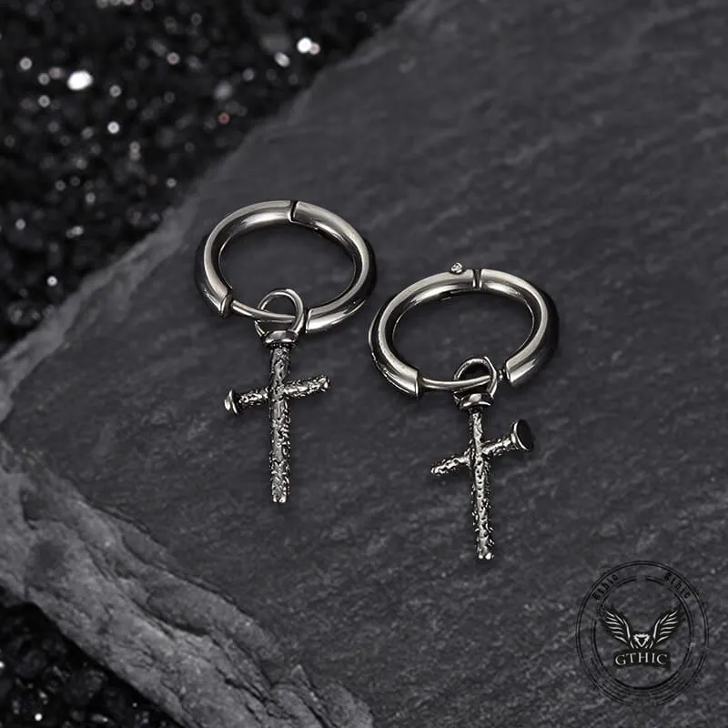 Vintage Nail Cross Stainless Steel Stud Earrings sold by GTHIC product image thumbnail 3