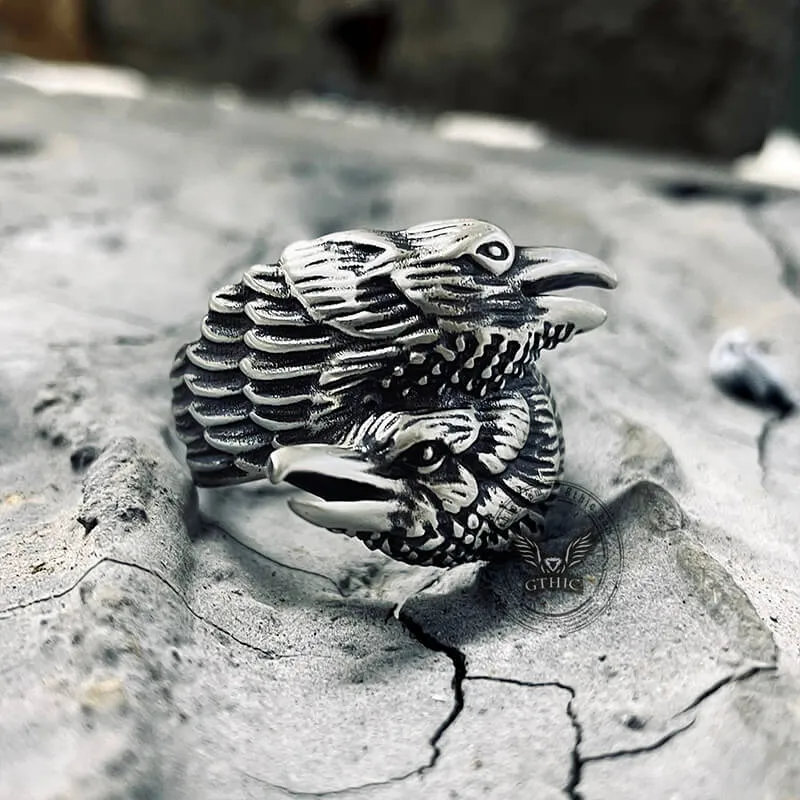 Odin Ravens Huginn and Munin Sterling Silver Viking Ring sold by GTHIC