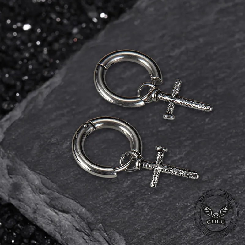 Vintage Nail Cross Stainless Steel Stud Earrings sold by GTHIC product image thumbnail 4
