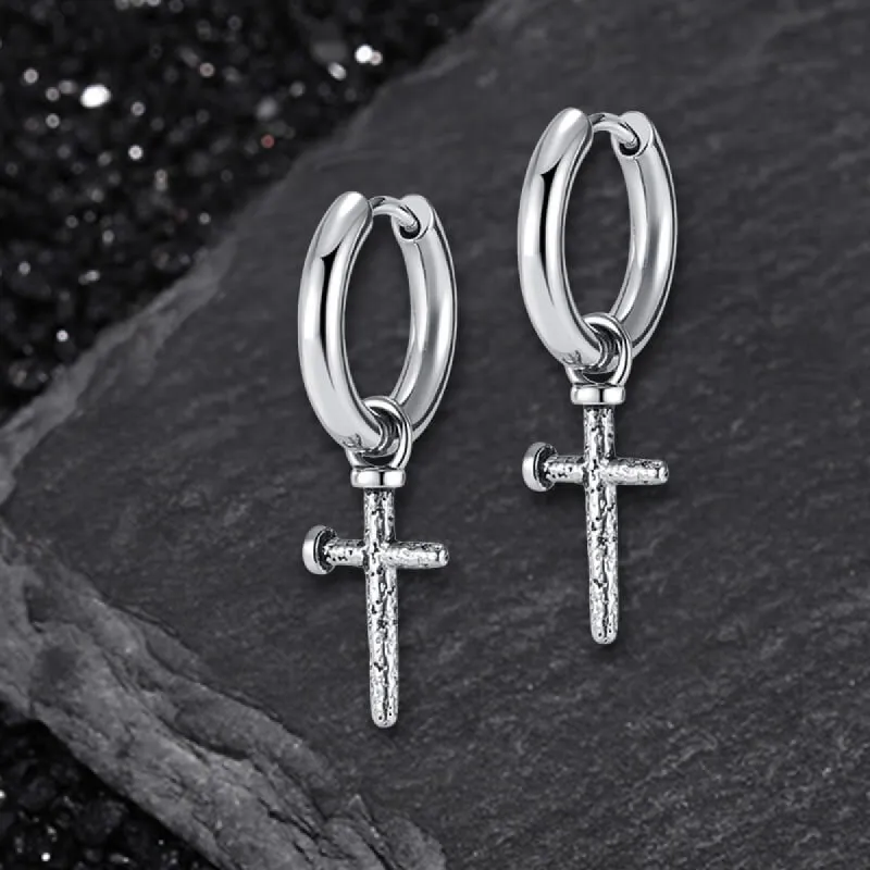 Vintage Nail Cross Stainless Steel Stud Earrings sold by GTHIC