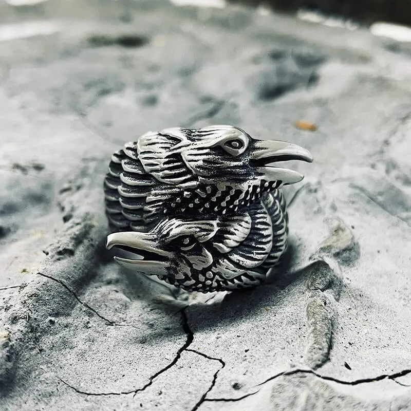 Odin Ravens Huginn and Munin Sterling Silver Viking Ring sold by GTHIC product image thumbnail 4