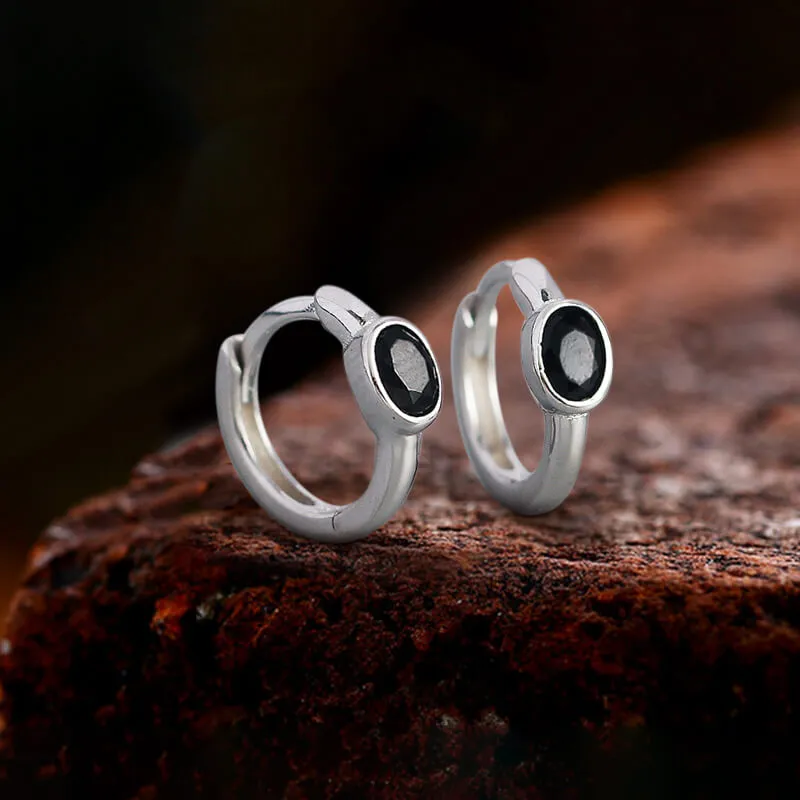 Minimalist Zircon Stone Sterling Silver Hoop Earrings sold by GTHIC product image thumbnail 4