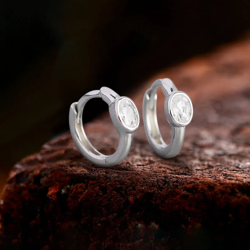 Minimalist Zircon Stone Sterling Silver Hoop Earrings sold by GTHIC product image thumbnail 3