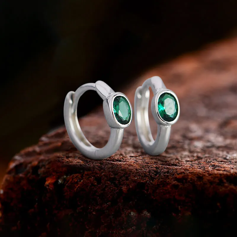 Minimalist Zircon Stone Sterling Silver Hoop Earrings sold by GTHIC product image thumbnail 5