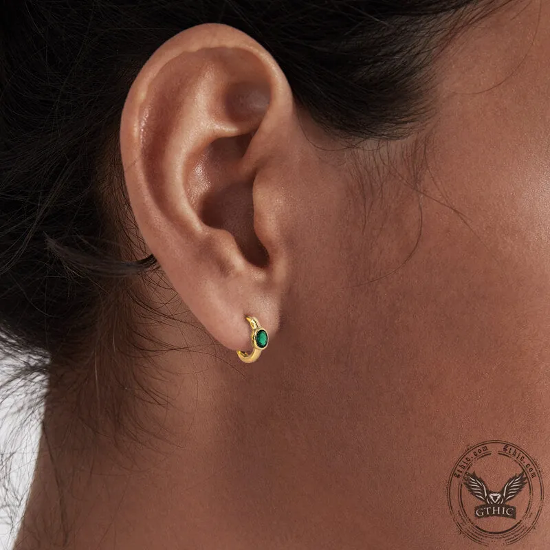 Minimalist Zircon Stone Sterling Silver Hoop Earrings sold by GTHIC product image thumbnail 2