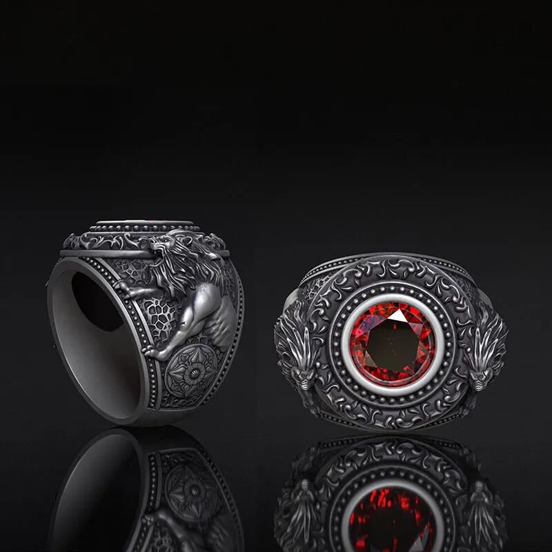 Baroque Lion Gem-set Sterling Silver Ring sold by GTHIC product image thumbnail 2
