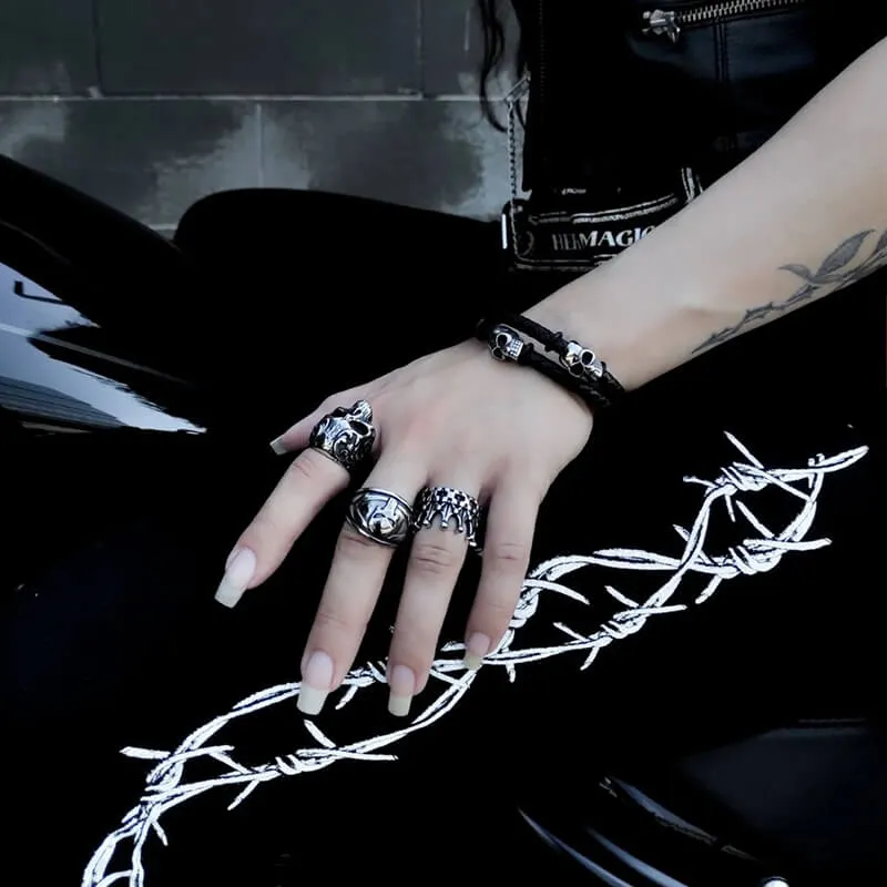 Skull Stainless Steel Leather Bracelet sold by GTHIC product image thumbnail 2