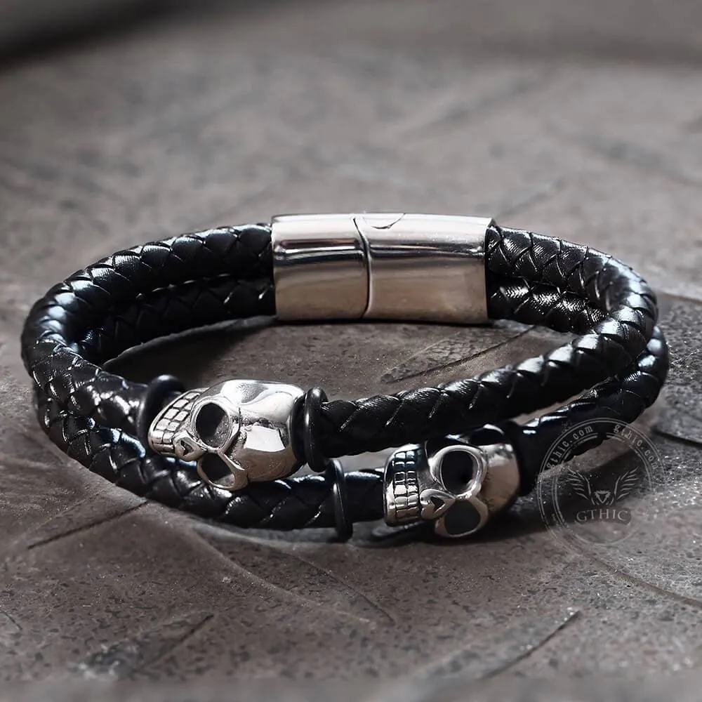 Skull Stainless Steel Leather Bracelet sold by GTHIC product image thumbnail 3