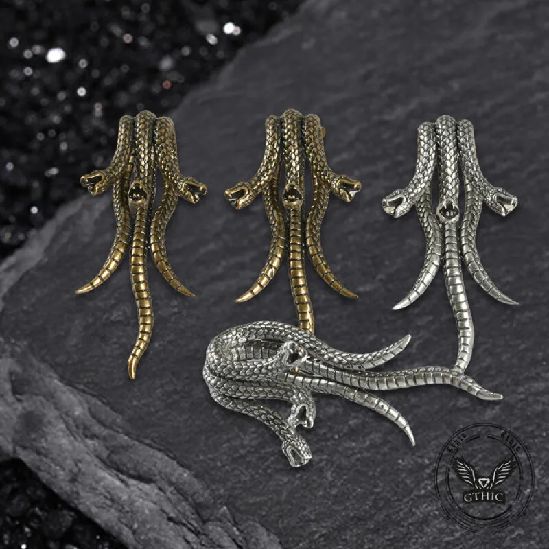 Punk Three-headed Snake Copper Ear Gauges sold by GTHIC