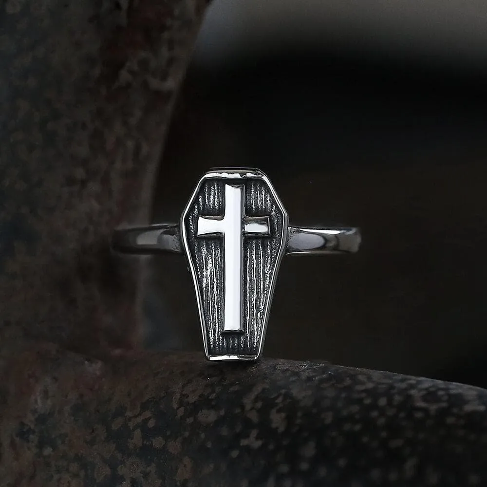 Cross And Coffin Stainless Steel Ring sold by GTHIC product image thumbnail 3