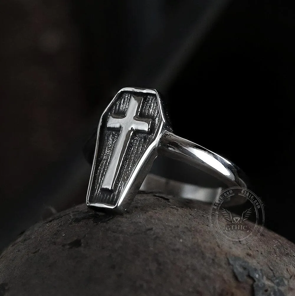 Cross And Coffin Stainless Steel Ring sold by GTHIC product image thumbnail 5