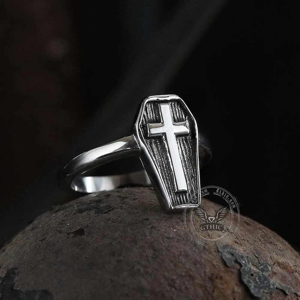 Cross And Coffin Stainless Steel Ring sold by GTHIC
