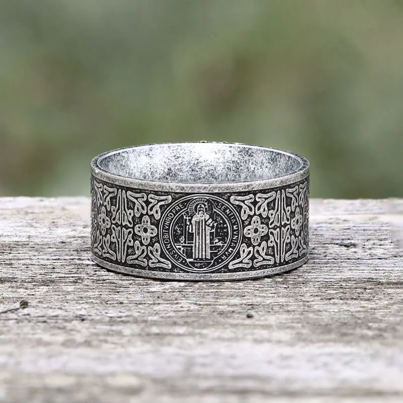 St. Benedict Medal Stainless Steel Cross Ring sold by GTHIC