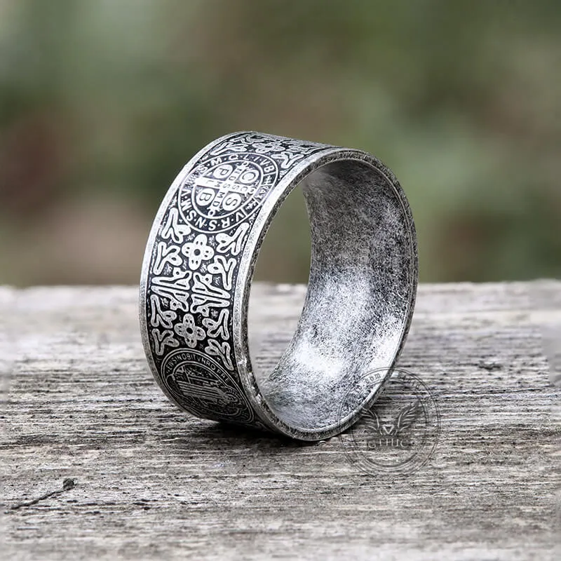 St. Benedict Medal Stainless Steel Cross Ring sold by GTHIC product image thumbnail 4