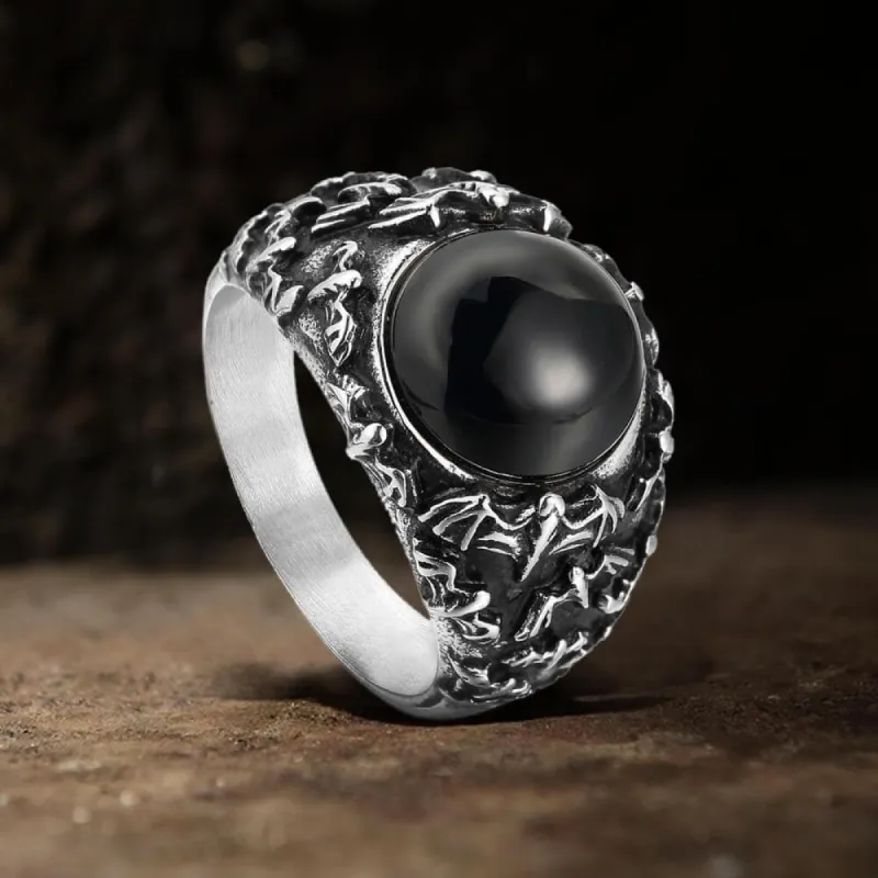 Flying Bats Stainless Steel Gemstone Ring sold by GTHIC
