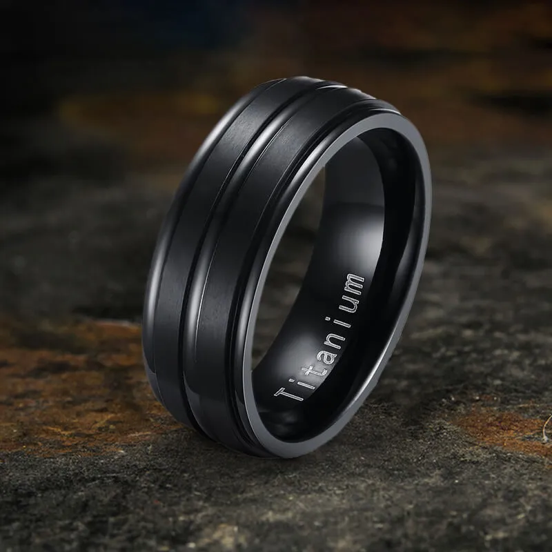 Simple Titanium Black Band Ring sold by GTHIC