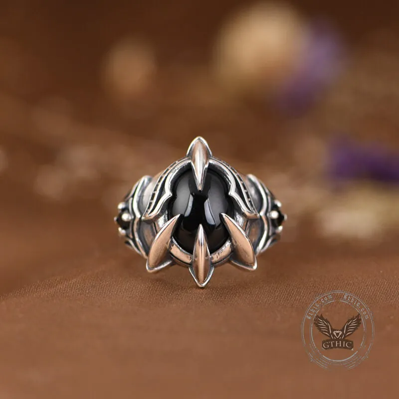 Black Agate Dragon Claw Sterling Silver Open Ring sold by GTHIC product image thumbnail 3
