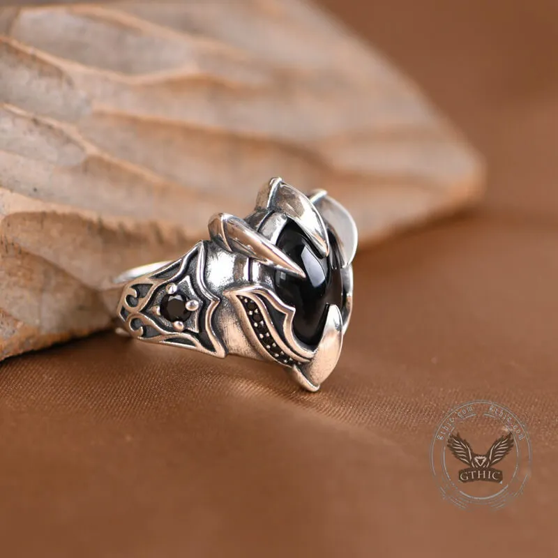 Black Agate Dragon Claw Sterling Silver Open Ring sold by GTHIC product image thumbnail 4