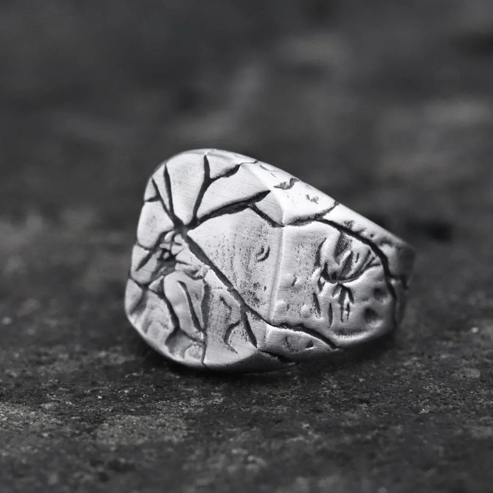 Cracked Stone Texture Stainless Steel Ring sold by GTHIC product image thumbnail 3