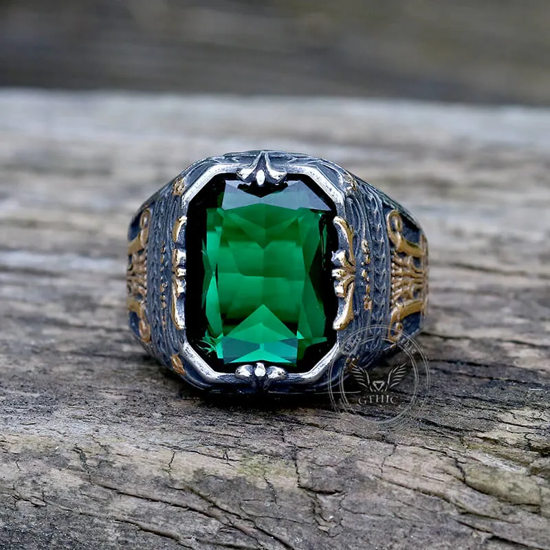 Vintage Patterns Green Zircon Stainless Steel Ring sold by GTHIC product image thumbnail 5