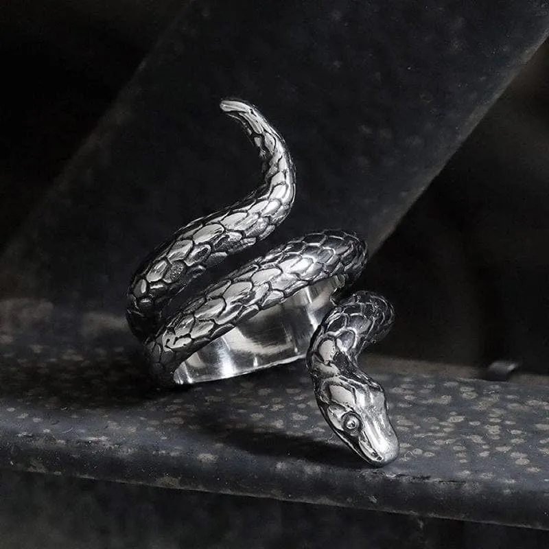 Retro Punk Winding Snake Cobra Stainless Steel Ring sold by GTHIC