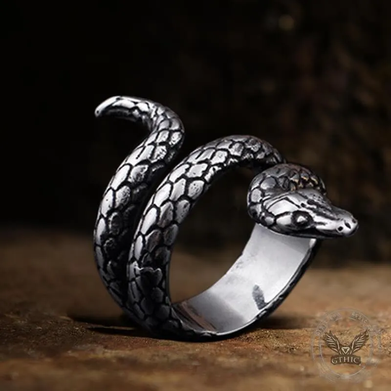 Retro Punk Winding Snake Cobra Stainless Steel Ring sold by GTHIC product image thumbnail 5