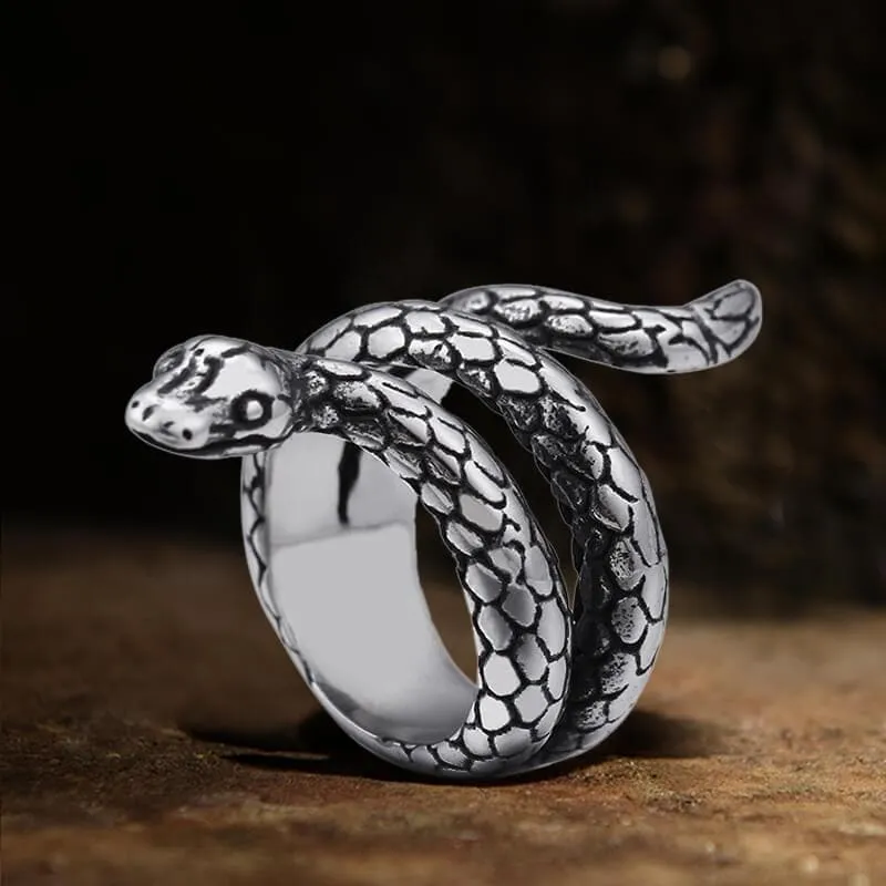 Retro Punk Winding Snake Cobra Stainless Steel Ring sold by GTHIC product image thumbnail 3