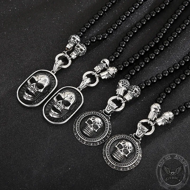 Vintage Skull Head Agate Stainless Steel Necklace sold by GTHIC