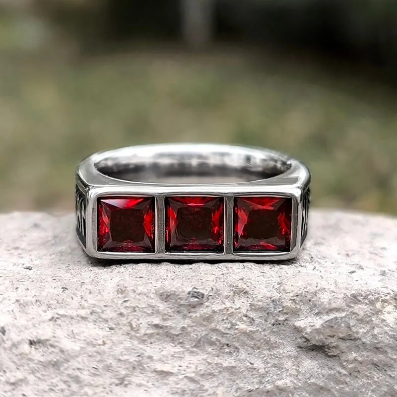 Runes 3-Stone CZ Zircon Stainless Steel Ring sold by GTHIC product image thumbnail 5