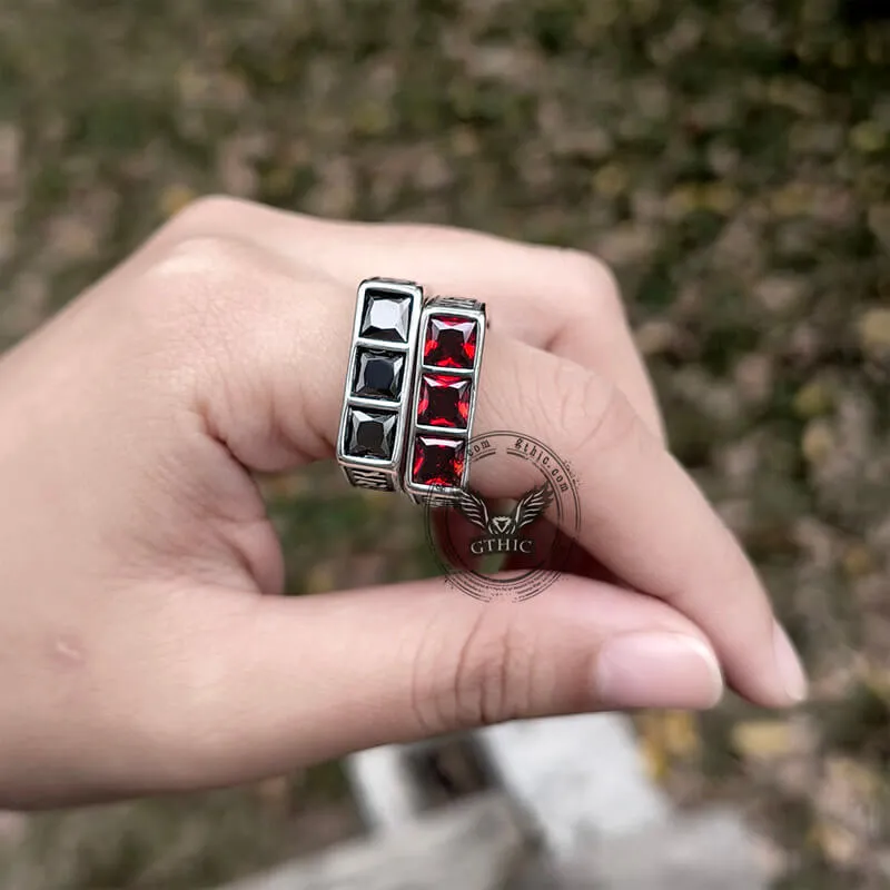 Runes 3-Stone CZ Zircon Stainless Steel Ring sold by GTHIC product image thumbnail 3