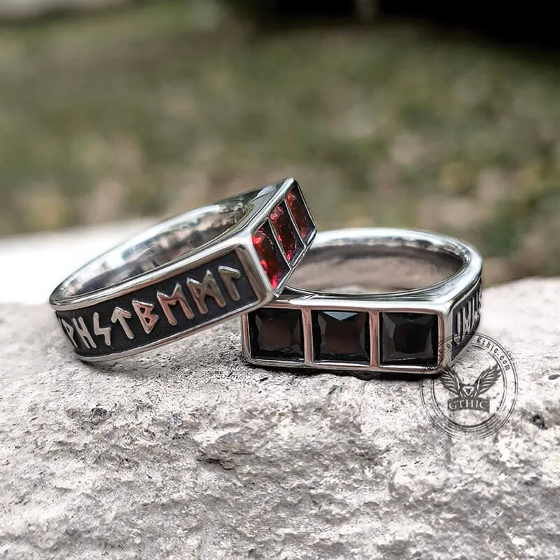 Runes 3-Stone CZ Zircon Stainless Steel Ring sold by GTHIC