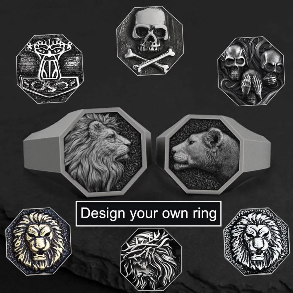 Personalized Sterling Silver Polished Octagon Ring sold by GTHIC