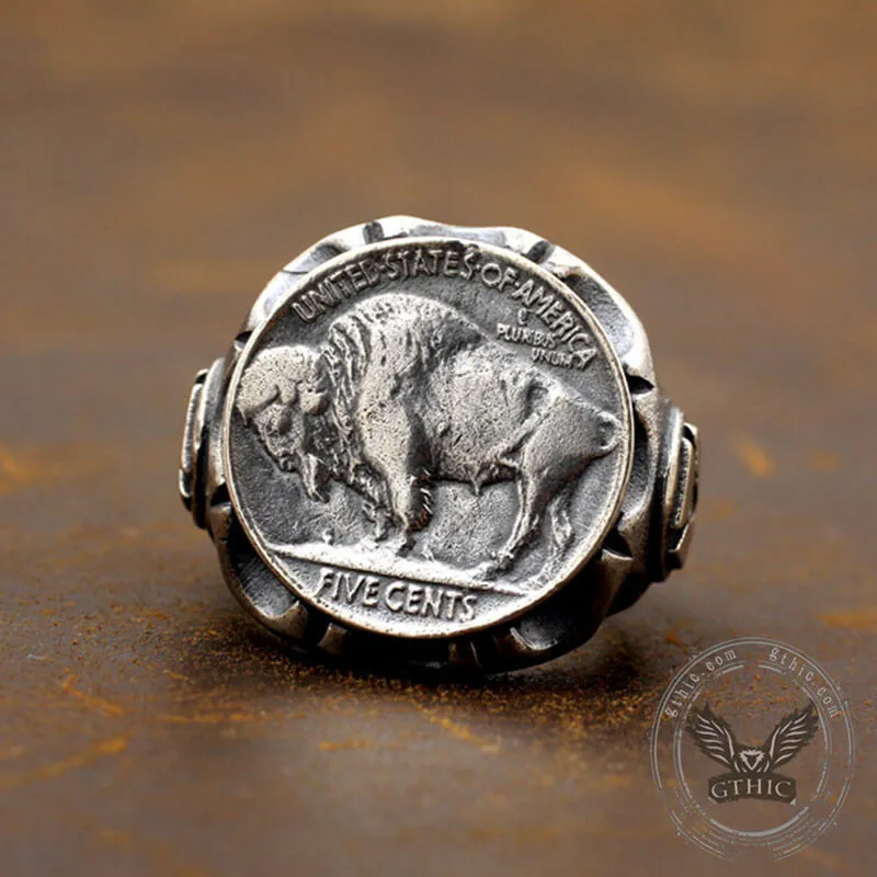 Buffalo Coin Sterling Silver Punk Ring sold by GTHIC product image thumbnail 4