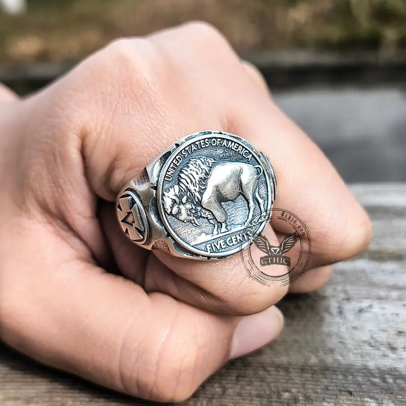 Buffalo Coin Sterling Silver Punk Ring sold by GTHIC product image thumbnail 2
